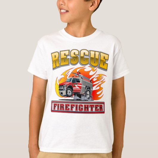 Cartoon brandweerauto t-shirt (Voorkant)