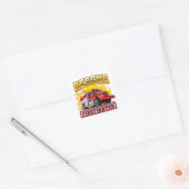 Cartoon brandweerwagen vierkante sticker (Envelop)