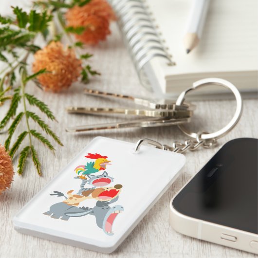 Cartoon Bremen Town Musicians Acrylische Sleutelha Sleutelhanger (Voorkant Rechts)