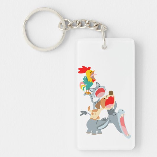 Cartoon Bremen Town Musicians Acrylische Sleutelha Sleutelhanger (Voorkant)