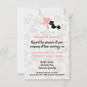 Cartoon Bride en Groom Birds Invitation Kaart (Voorkant)