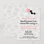 Cartoon Bride en Groom Birds Invitation Kaart (Voorkant / Achterkant)