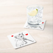 Cartoon Bride & Groom Dansbruilding net getrouwd Kartonnen Onderzetters (Insitu)