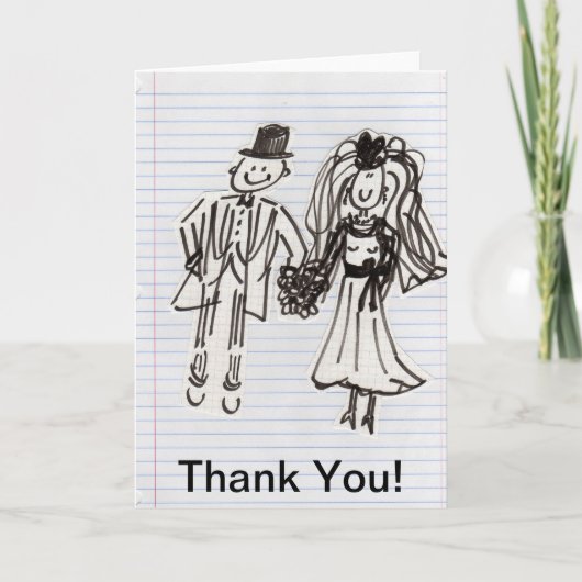 Cartoon Bride+Groom Thank You Bedankkaart (Voorkant)