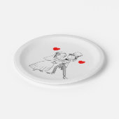 Cartoon Bride Groom trouwt gewoon met Black Red Papieren Bordje (Gekanteld)