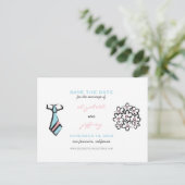 Cartoon Bride Groom Wedding sparen de Datum Briefk Aankondigingskaart (Staand voorkant)