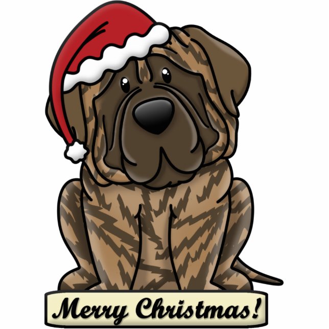 Cartoon Brindle Mastiff Fotobeeldje Ornament (Voorkant)