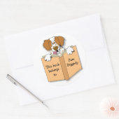 Cartoon Brittany Dog Bookplate Stickers Sjabloon (Envelop)