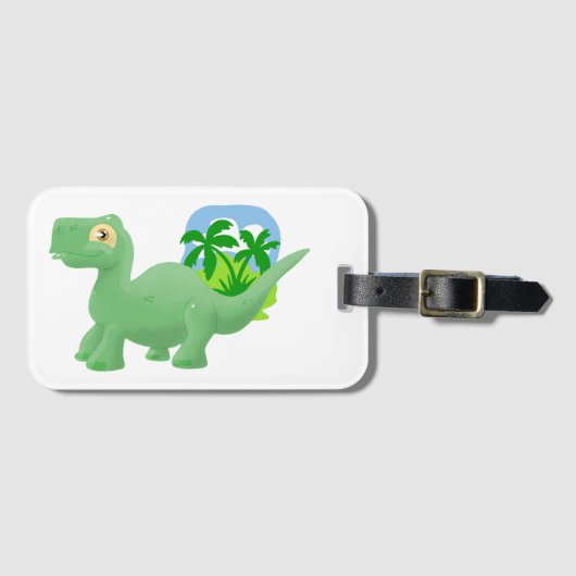 Cartoon Brontosaurus-Bagagelabel Bagagelabel (Voorkant (horizontaal))