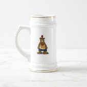 Cartoon Brown beer staat op zijn rug Bierpul (Links)