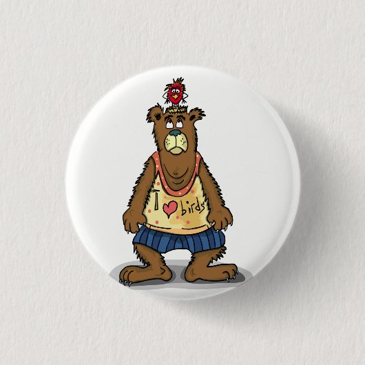 Cartoon Brown beer staat op zijn rug Ronde Button 3,2 Cm (Voorkant)