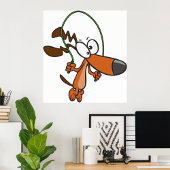 Cartoon Brown Dog Skipping Poster