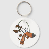 Cartoon Brown Dog Skipping Sleutelhanger (Voorkant)