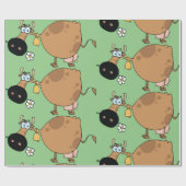 Cartoon Brown Koe Cadeaupapier (Vlak)