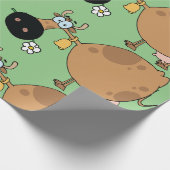 Cartoon Brown Koe Cadeaupapier (Hoek)