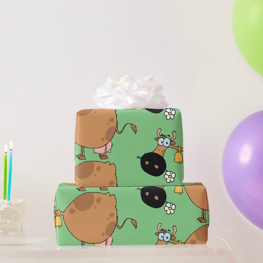 Cartoon Brown Koe Cadeaupapier