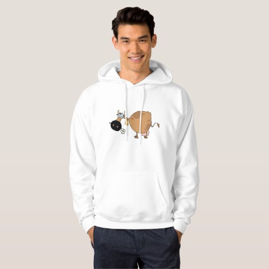 Cartoon Brown Koe Hoodie (Voorkant volledig)