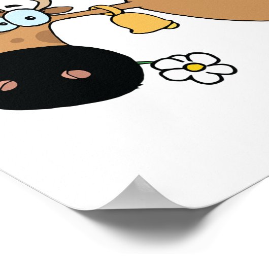 Cartoon Brown Koe Poster (Hoek)