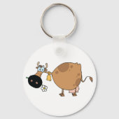 Cartoon Brown Koe Sleutelhanger (Voorkant)
