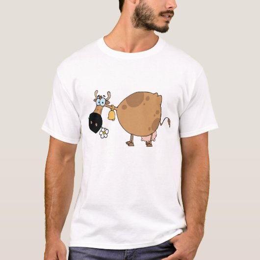 Cartoon Brown Koe T-shirt (Voorkant)