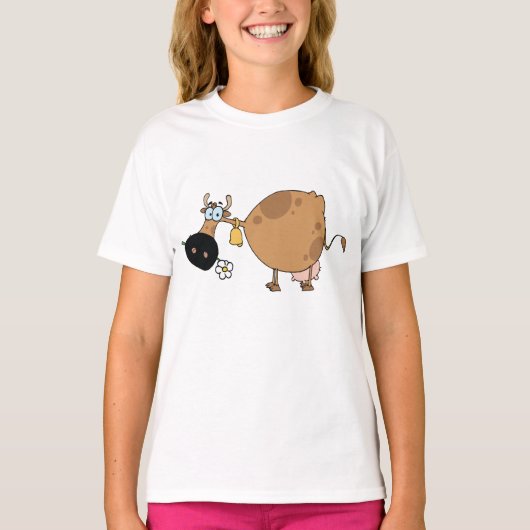 Cartoon Brown Koe T-shirt (Voorkant)