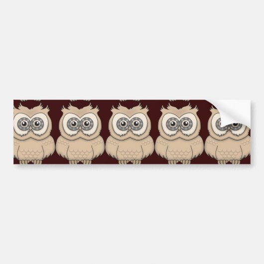 Cartoon Brown Owl Bumpersticker (Voorkant)