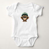 Cartoon Brown Schattige en Fun Wide Eyed Baby Monk Romper (Voorkant)