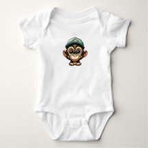 Cartoon Brown Schattige en Fun Wide Eyed Baby Monk