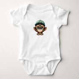 Cartoon Brown Schattige en Fun Wide Eyed Baby Monk Romper