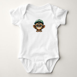 Cartoon Brown Schattige en Fun Wide Eyed Baby Monk Romper