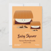 Cartoon Brown White S'more Character Baby shower Kaart (Voorkant)