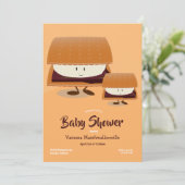Cartoon Brown White S'more Character Baby shower Kaart (Staand voorkant)
