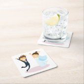 Cartoon bruid & bruidegom bruiloft kartonnen onderzetters (Insitu)