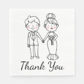 Cartoon bruid bruidegom dank u grillige bruiloft servet (Voorkant)