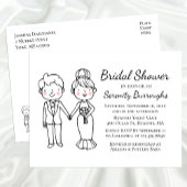 Cartoon bruid bruidegom grillig Vrijgezellenfeest Uitnodiging Briefkaart