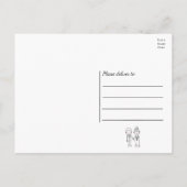 Cartoon bruid bruidegom grillige bruiloft dank u briefkaart (Achterkant)