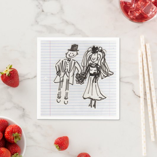 Cartoon bruid/bruidegom papieren servetten (Insitu)