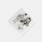 Cartoon bruid/bruidegom papieren servetten (Hoek)