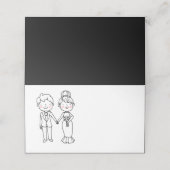 Cartoon bruid bruidegom zwart bruiloft plaatskaartje (Buitenkant ongevouwen)