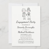 Cartoon bruid bruidegom zwart bruiloft verlovingsf kaart (Voorkant)