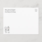 Cartoon bruid bruidegom zwart wit bruiloft repetit uitnodiging briefkaart (Achterkant)