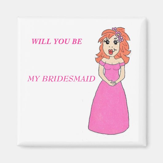 Cartoon bruidsmeisje magneet (Voorkant)