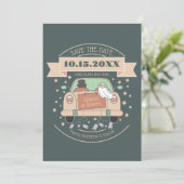 Cartoon bruiloft, behalve de datum kaart (Staand voorkant)