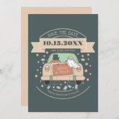 Cartoon bruiloft, behalve de datum kaart (Voorkant / Achterkant)