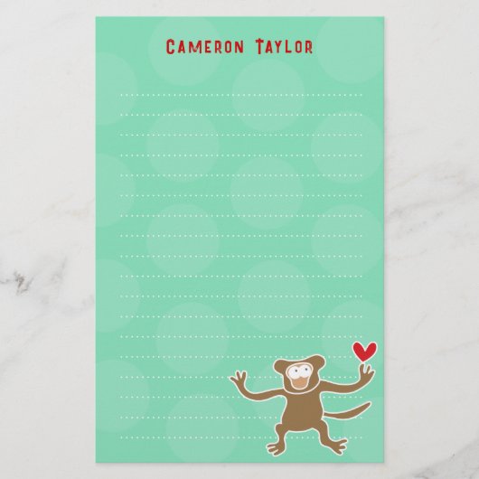 Cartoon Bruin Aap Kinder Kinderen Stippen Dank u Briefpapier (Voorkant)
