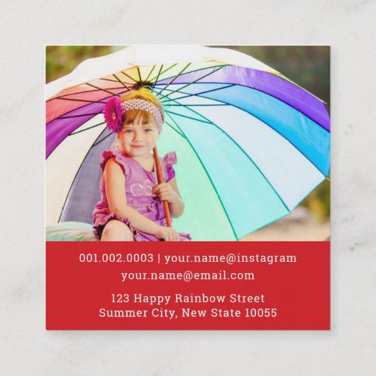 Cartoon Bruin Beer Kind Profiel Foto Belkaart Vierkante Visitekaartje (Achterkant)