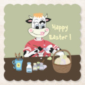 Cartoon bruin en groen paaspapier onderzetters (Voorkant)