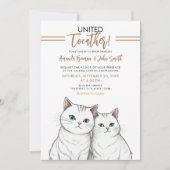 Cartoon Bruin en Wit Schattige Katten Bruiloft Kaart (Voorkant)