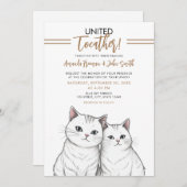 Cartoon Bruin en Wit Schattige Katten Bruiloft Kaart (Voorkant / Achterkant)