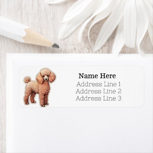 Cartoon bruin poedel puppy hond retour adres etiket